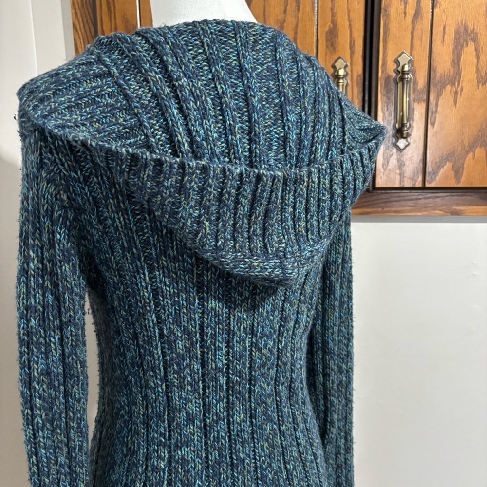 Old Navy Vintage Knit Crochet Sweater Size Small Button Embellishment Green Blue - Picture 6 of 11